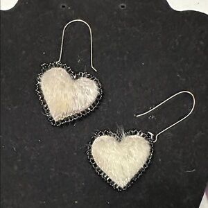 Chic Heart-Shaped Silver and Black Earrings